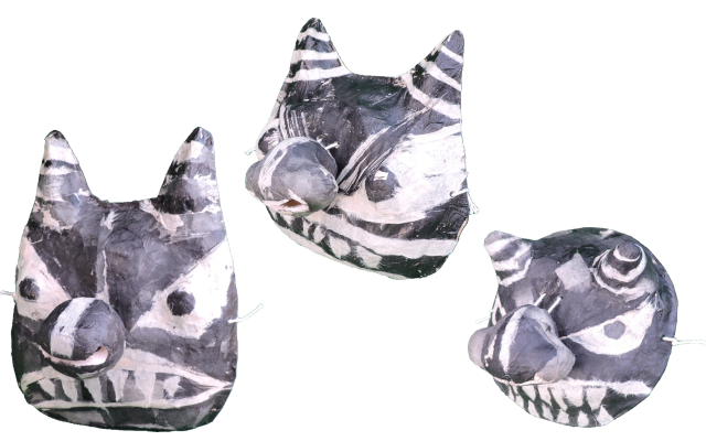 墨絵鬼の面 鼻が土鈴